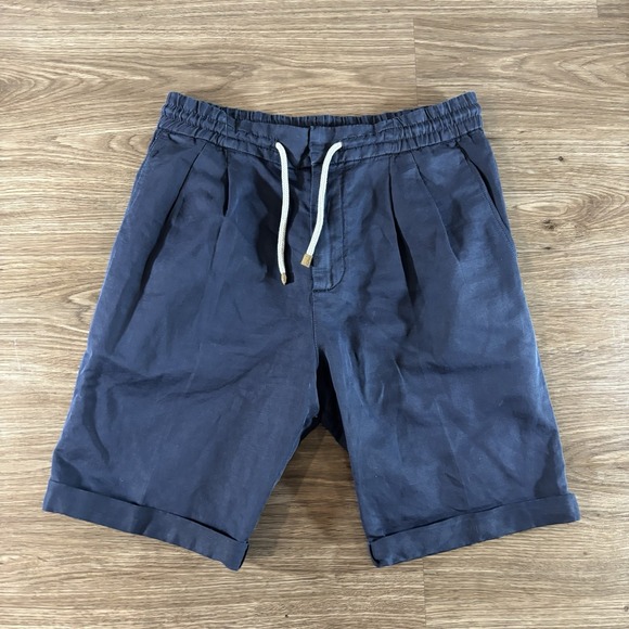 Brunello Cucinelli Linen Cotton Bermuda Shorts Anthracite Men's Size 46 US 30